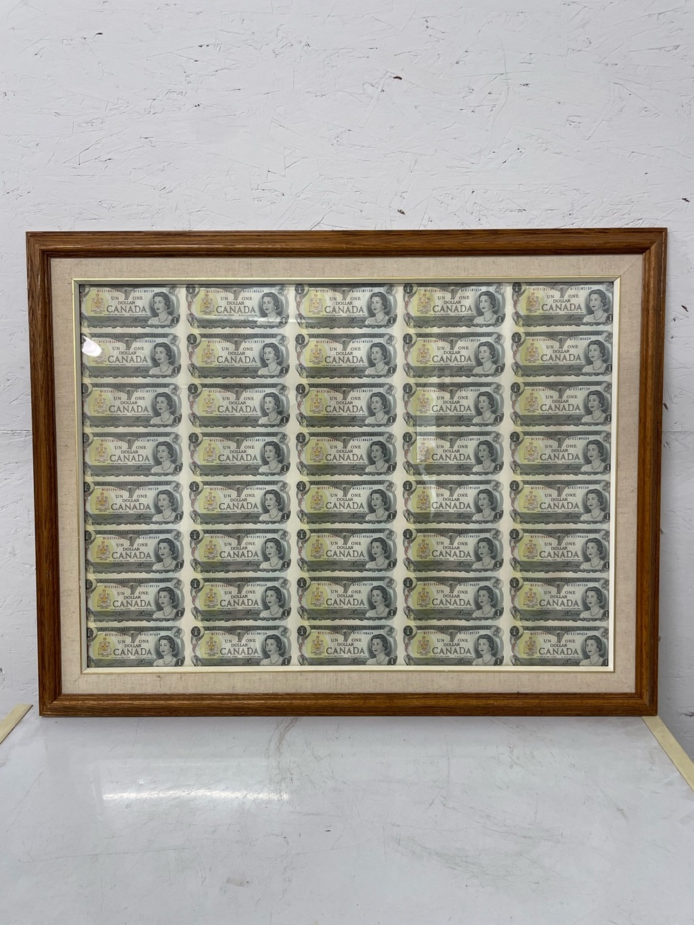 Framed 40 Canadian $1 Banknotes (1973 "Scenes of Canada" series), Uncirculated